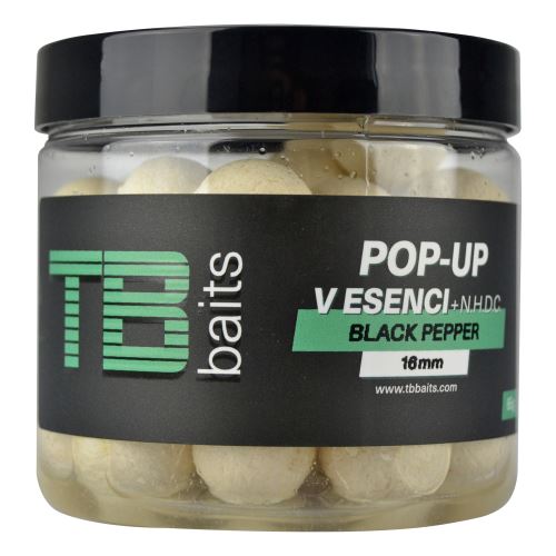 TB Baits Plávajúce Boilie Pop-Up White Black Pepper + NHDC 65 g